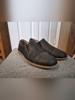 Women's BORN Nampa Black Leather Comfort Slip On Shoes (BR0014709) Sz. 9.5